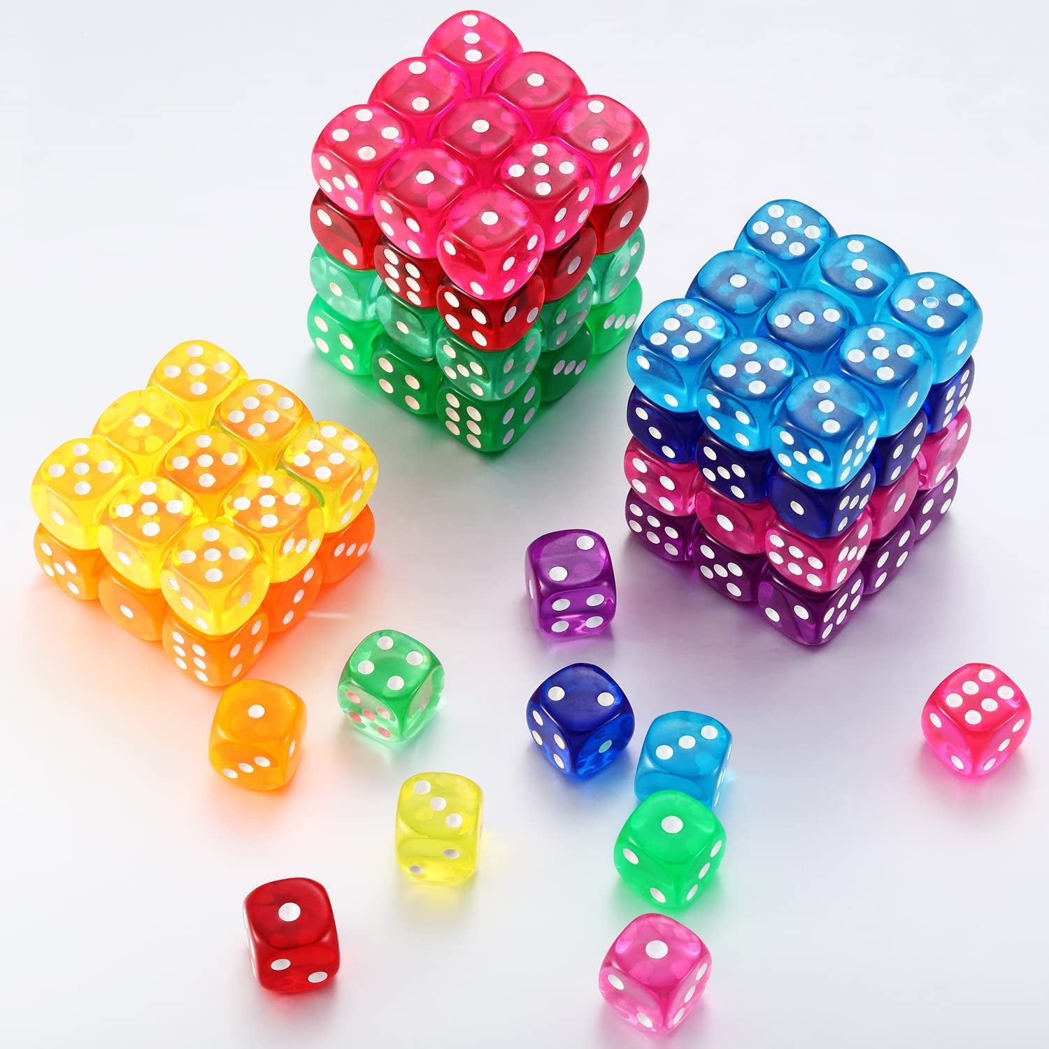 100 PCS 6 Sided Colored Dice Set, 14mm