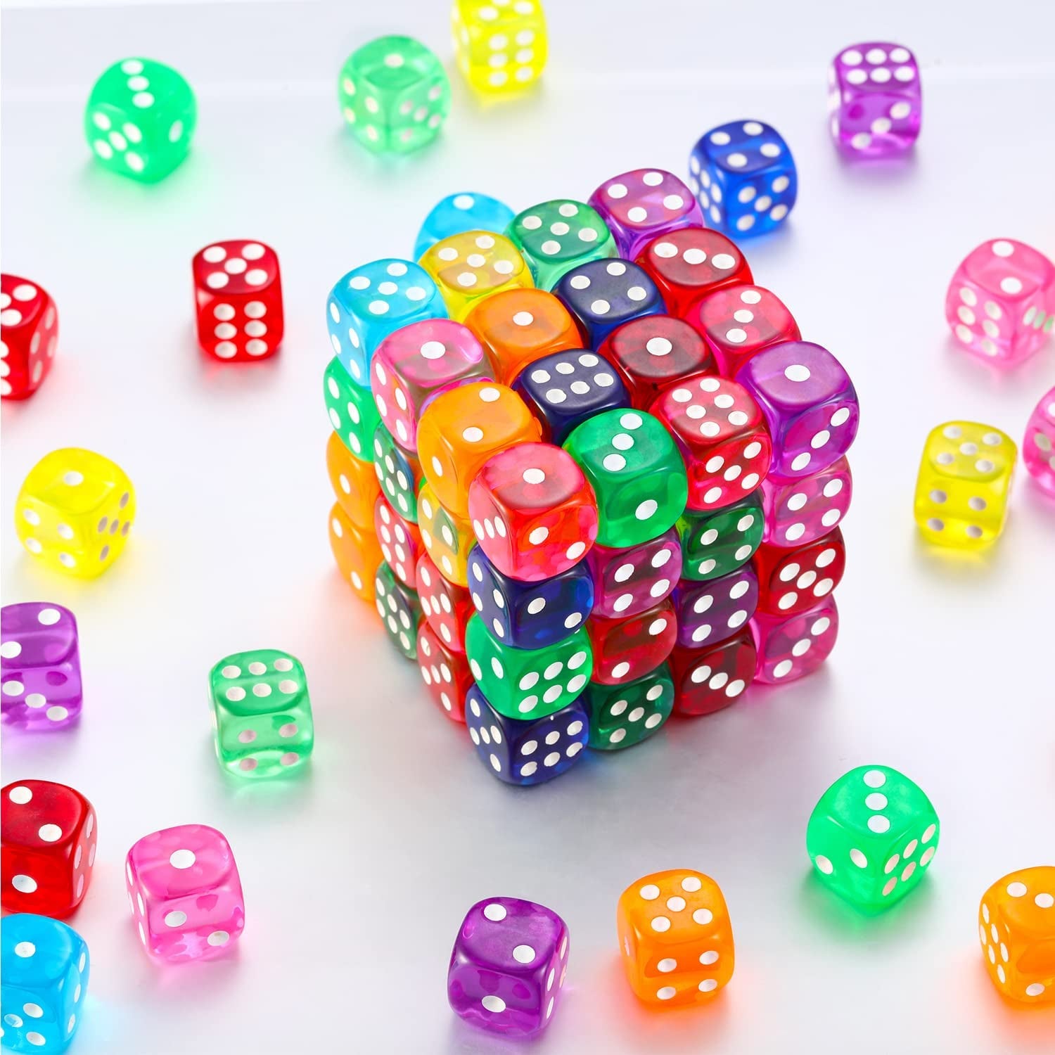 100 PCS 6 Sided Colored Dice Set, 14mm