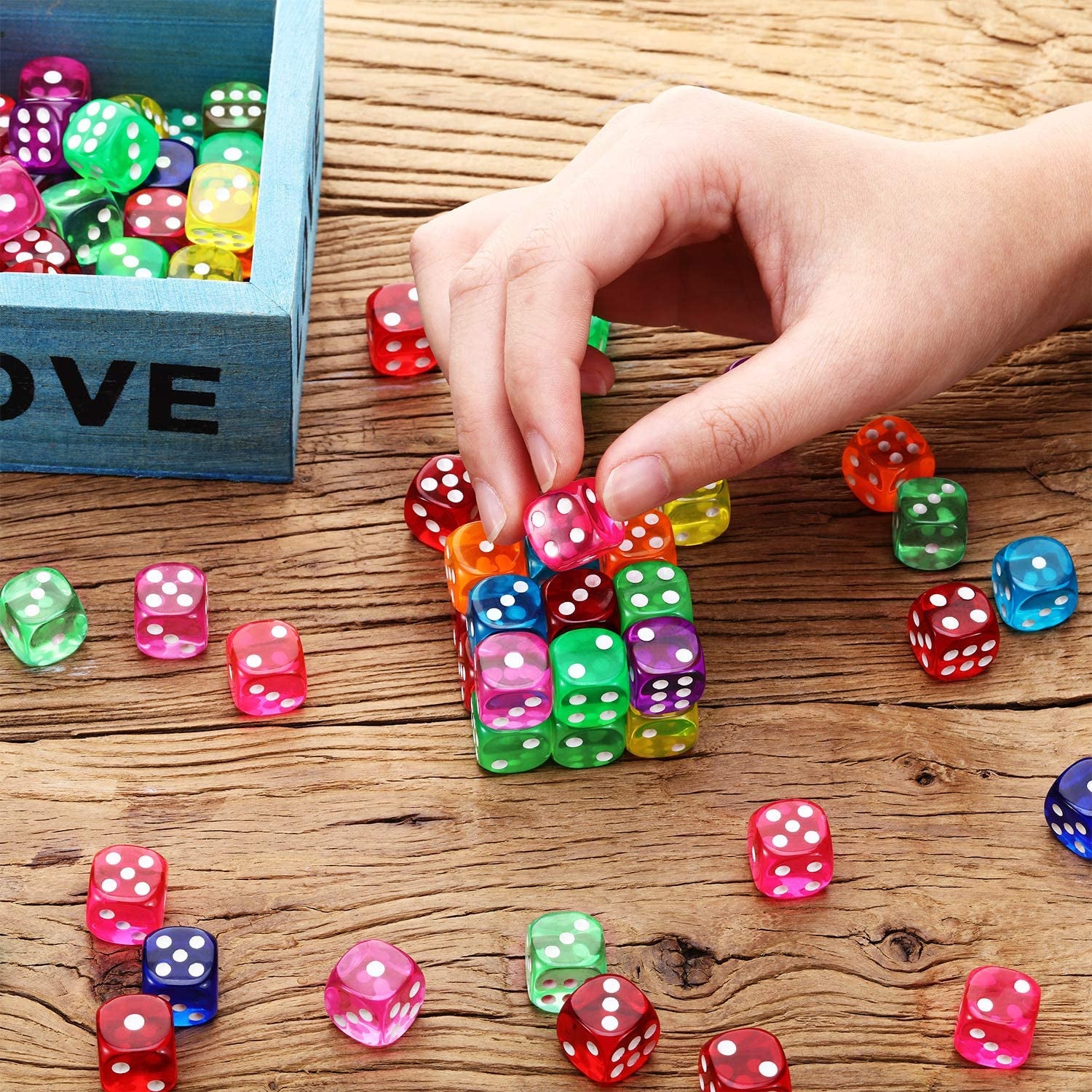 100 PCS 6 Sided Colored Dice Set, 14mm