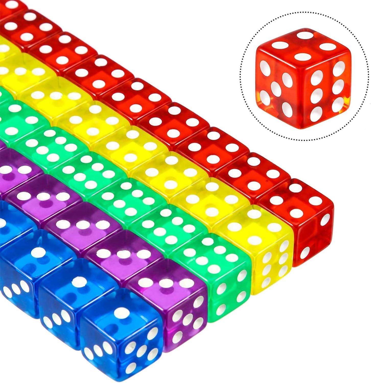 50 Pieces 6-Sided Colored Dice Set