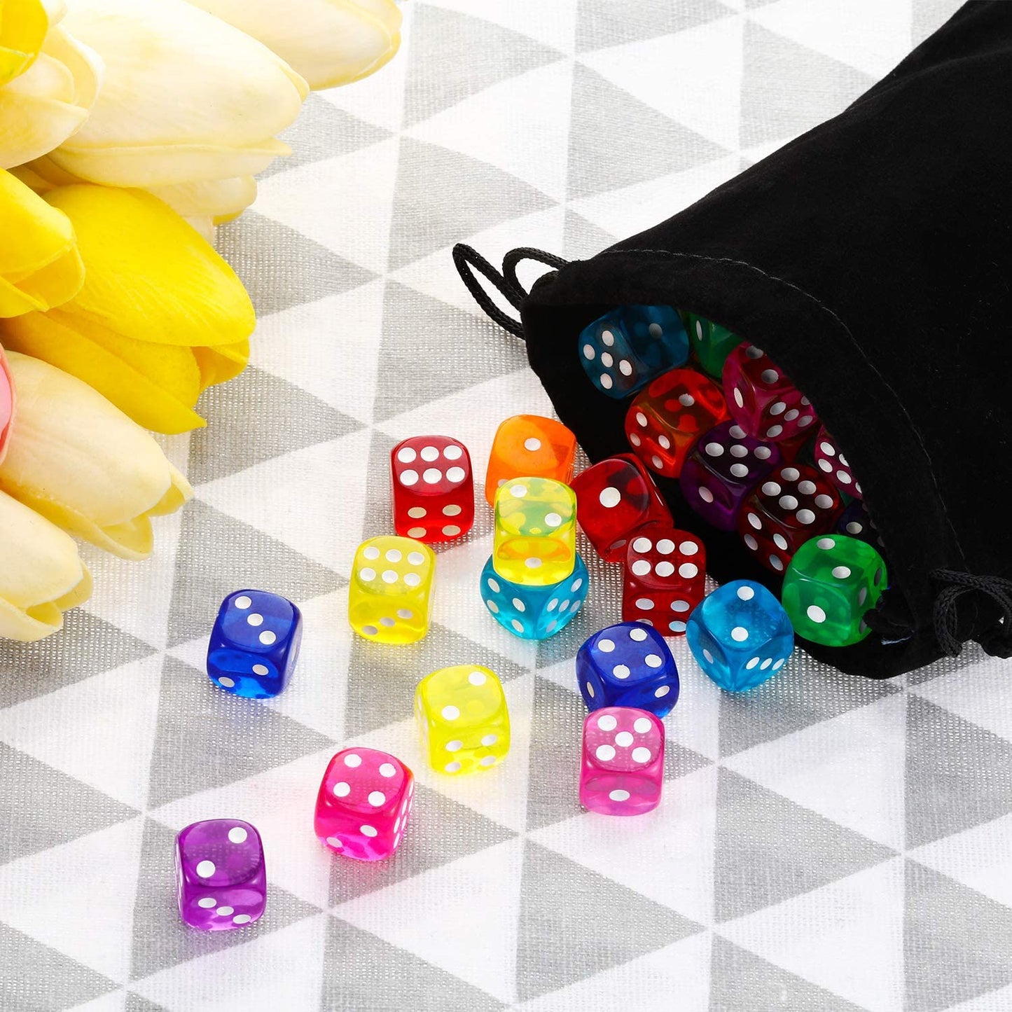 100 PCS 6 Sided Colored Dice Set, 14mm