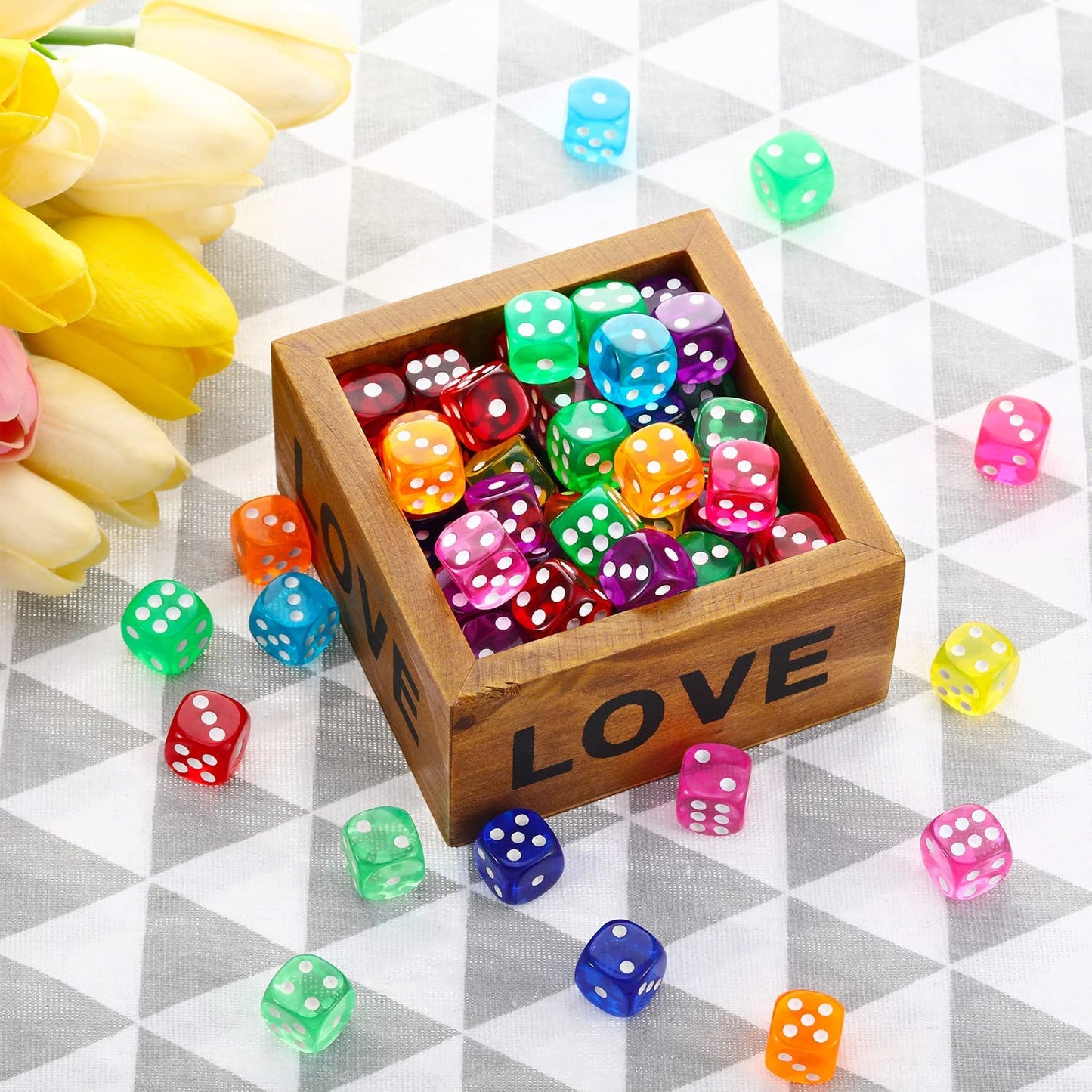 100 PCS 6 Sided Colored Dice Set, 14mm