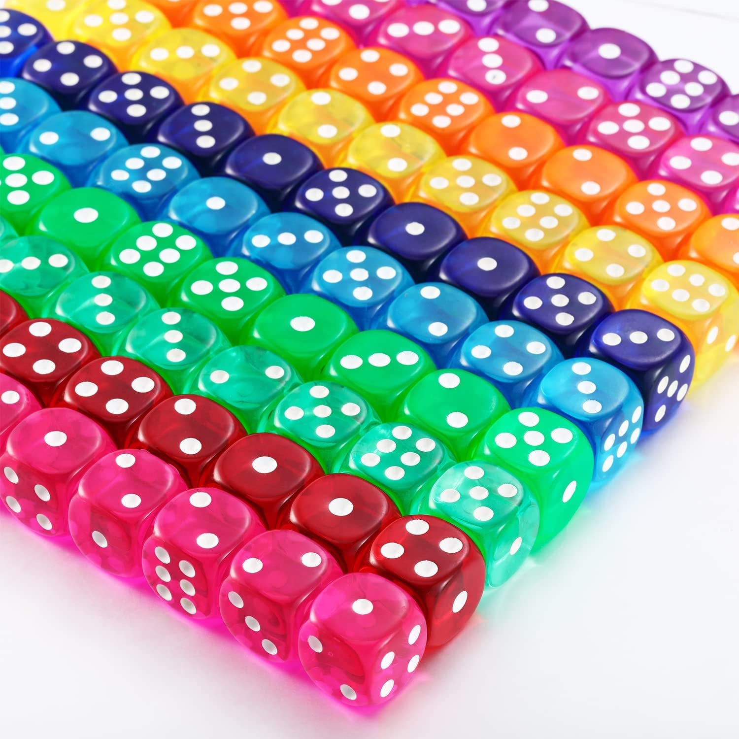 100 PCS 6 Sided Colored Dice Set, 14mm